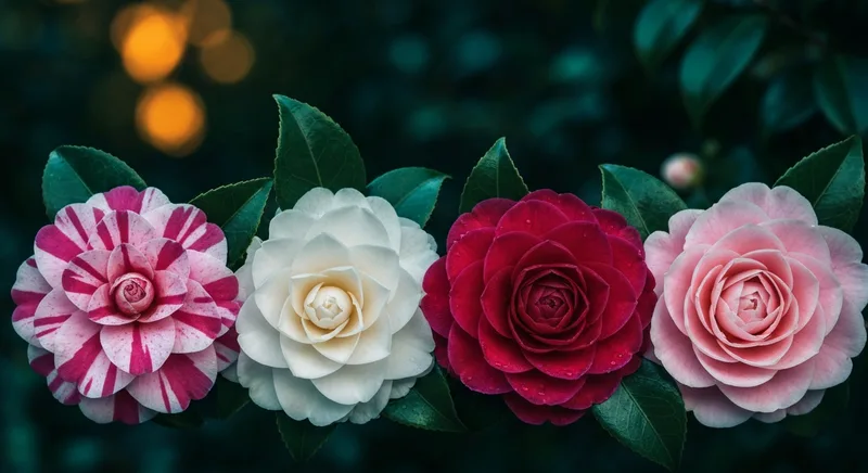 Capa do guia de compra de muda de Camelia (Camellia japonica): Camélia mesclada