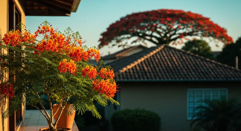 Capa do guia de compra de muda de Flamboyant Mirim (Caesalpinia pulcherrima): Flamboyant Mirim ou Comum