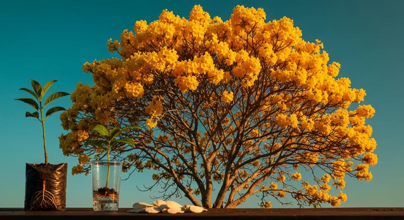 Capa do guia de compra de muda de Ipe Amarelo (Handroanthus albus): Ipê-amarelo pega de galho