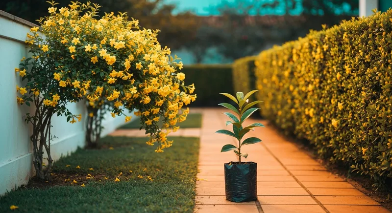 Capa do guia de compra de muda de Jasmim Amarelo (Jasminum mesnyi): Jasmim Amarelo