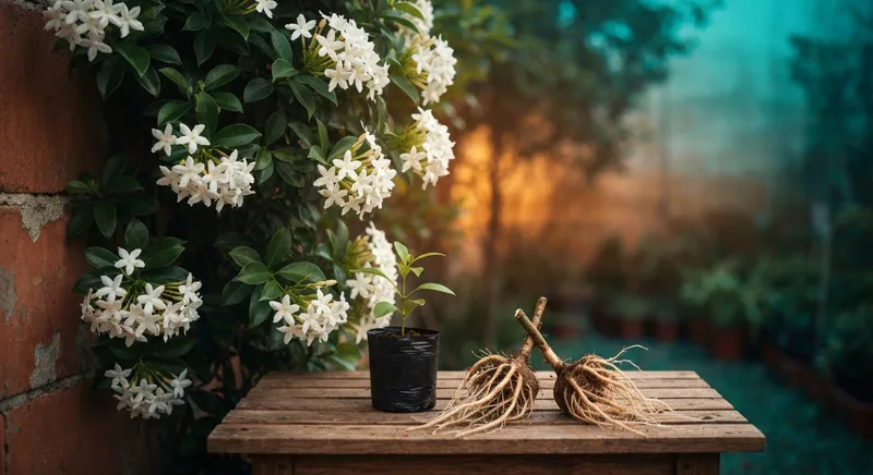 Capa do guia de compra de muda de Jasmim Estrela (Trachelospermum jasminoides): Jasmim Estrela ou Cipó-de-São-João