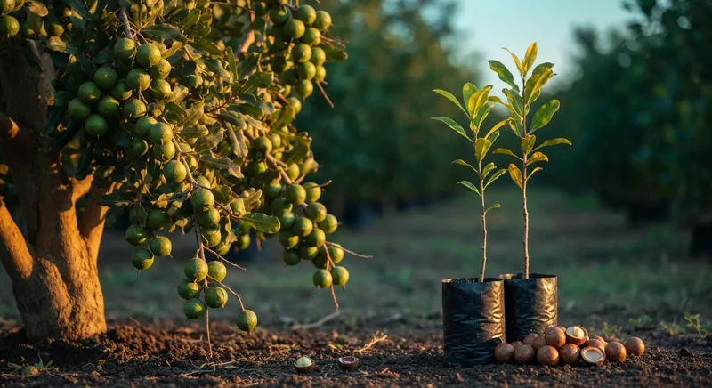 Capa do guia de compra de muda de Macadamia (Macadamia integrifolia): Macadâmia